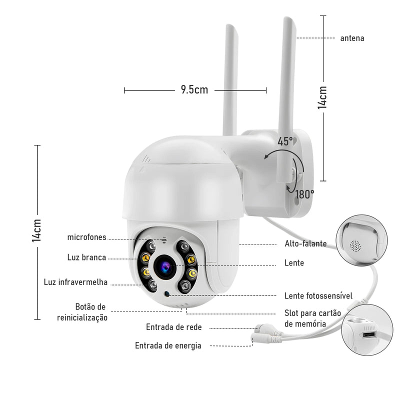 Câmeras de Vigilância Icsee 1080P Full HD A8 Wifi, Câmera de Segurança, Monitor, Câmera Wifi Smart 360, Do Brasil, Bluetooth